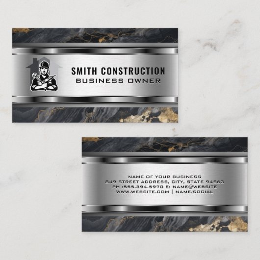 ツールを使用した修理担当者 | ホームレノベーション 名刺 (正面/裏面)