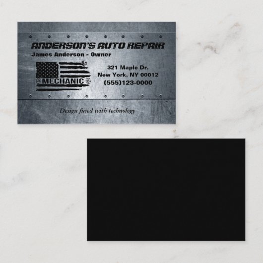 ツールアメリカンフラッグメタルデザイン車の自動修復 名刺 (正面/裏面)