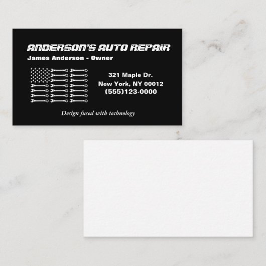 ツールアメリカンフラッグメタルデザイン車の自動修復Bu 名刺 (正面/裏面)