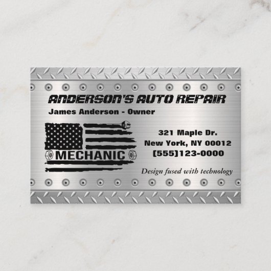 ツールアメリカンフラッグメタルデザイン車の自動修復Bu 名刺 (正面)