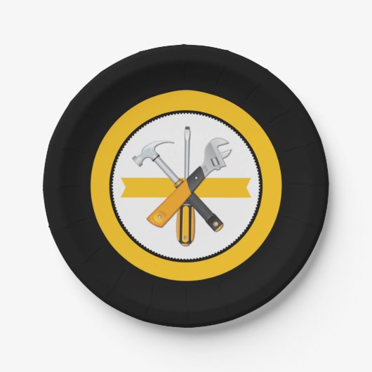 ツールパーティープレート-建築テーマパーティーの装飾 ペーパープレート (正面)