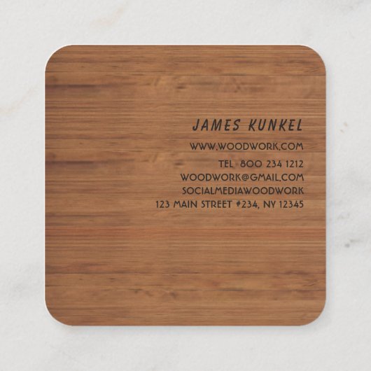 ツールブラックハンマーロゴヴィンテージ木建築 スクエア名刺 (裏面)