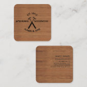 ツールブラックハンマーロゴヴィンテージ木建築 スクエア名刺 (正面/裏面)