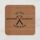 ツールブラックハンマーロゴヴィンテージ木建築 スクエア名刺 (正面)