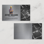 ツールベルト付き建築作業者 | ブループリント 名刺 (正面/裏面)