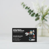 ツールボックスを備えたアプライアンス修理担当者 名刺 (スタンド正面)