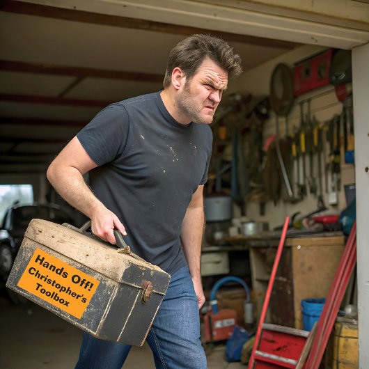 ツールボックスオレンジ 長方形シール