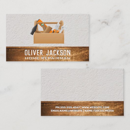 ツールボックス |木と壁のテクスチャ 名刺 (正面/裏面)