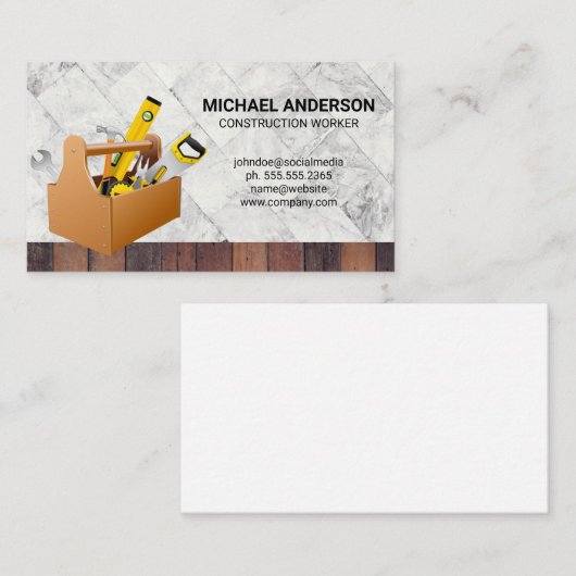 ツールボックス |木材 |大理石 名刺 (正面/裏面)