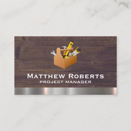 ツールボックス |金属ブラシ付き木板 名刺 (正面)