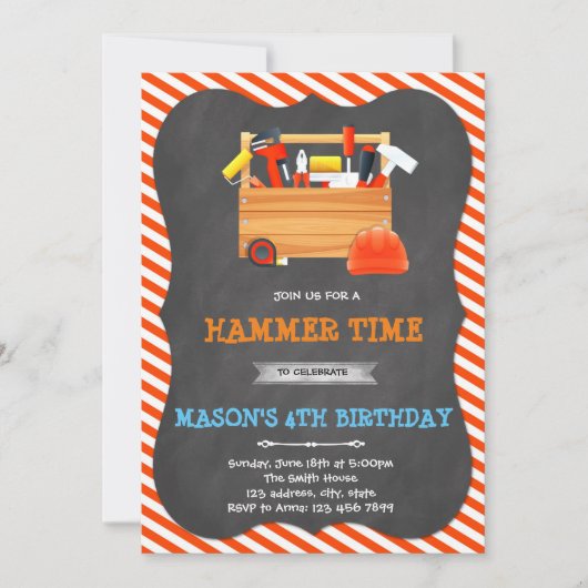 ツールボーイ誕生日招待状 招待状 (正面)