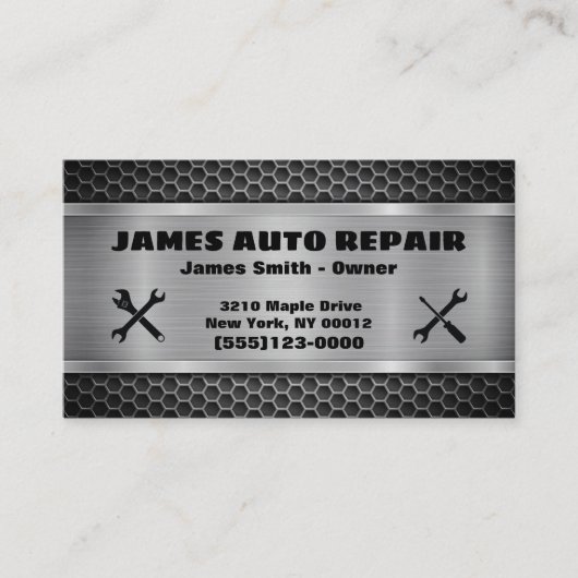 ツールメタルデザイン車の自動修復 名刺 (正面)
