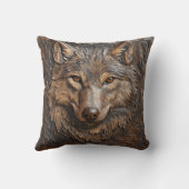 ツールレザーのオオカミの肖像 クッション (裏面)