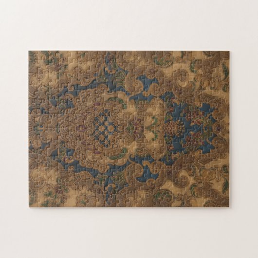 ツール付きレザフェイクー金ゴールドスクロール ジグソーパズル (横)