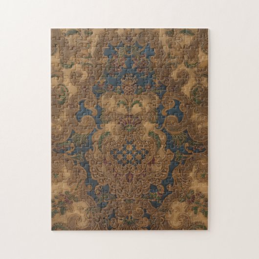 ツール付きレザフェイクー金ゴールドスクロール ジグソーパズル (縦)