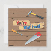 ツール建物建築誕生日パーティー招待状 招待状 (裏面)