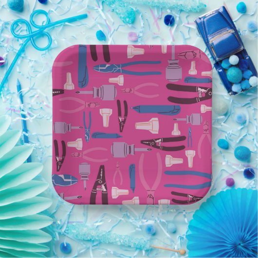 ツール建築電気パーティー、ガールエレクトリシャン ペーパープレート (パーティー)