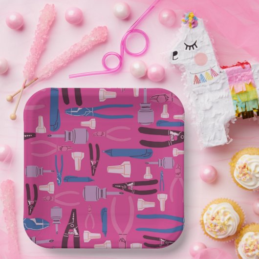 ツール建築電気パーティー、ガールエレクトリシャン ペーパープレート (パーティー)