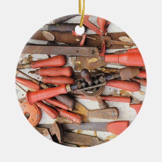 [ツール]アンティーク素朴[Red Man]ツール セラミックオーナメント (正面)