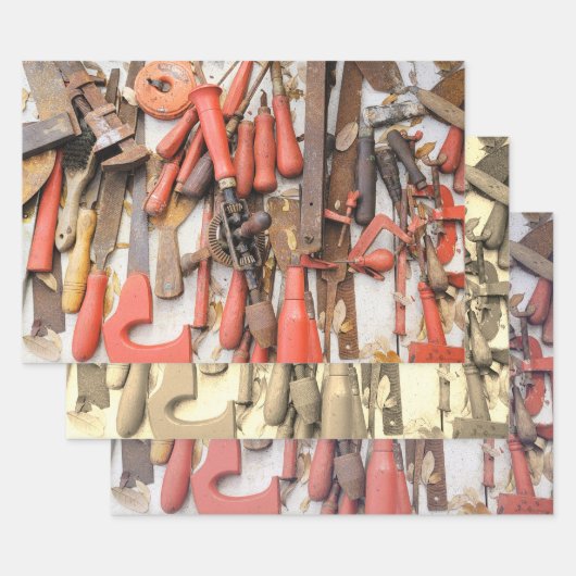 [ツール]アンティーク素朴[Red Man]ツール ラッピングペーパーシート (セット)