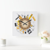 ツール スクエア壁時計 (ホーム)