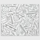 ツール（白黒） ラッピングペーパー (フラット)