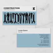 ツール – 青淡い色の色9dc6d8の黒 名刺 (正面/裏面)