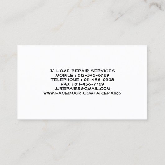 ツールAlphabetホーム修復グレーの名刺 名刺 (裏面)