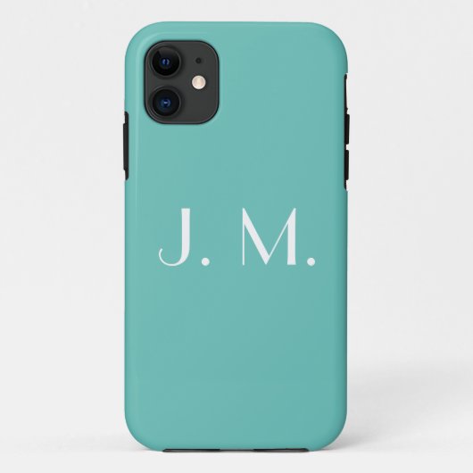 ツーレターアクアティール（緑がかった色）モノグラムミニマルタイポグラフィ Case-Mate iPhoneケース (裏面)