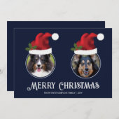 ツーレッドサンタハットカスタム写真テンプレートオンブルー シーズンカード (正面/裏面)