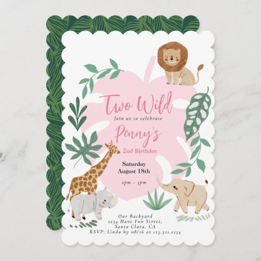 ツーワイルドガール2nd誕生日招待状 招待状 (正面/裏面)