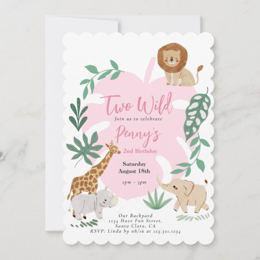 ツーワイルドガール2nd誕生日招待状 招待状 (正面)