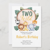 ツーワイルドサファリパーティー誕生日招待状 招待状 (正面)