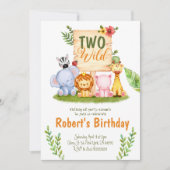 ツーワイルドサファリパーティー誕生日招待状 招待状 (正面)