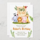 ツーワイルドサファリパーティー誕生日招待状 招待状 (正面/裏面)