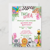 ツーワイルドジャングルガールズ誕生日招待状 招待状 (正面)