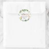 ツーワイルドジャングルグリーナリー&金ゴールドサンキュー誕生日 ラウンドシール (バッグ)