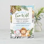 ツーワイルドテーマ誕生日招待状 招待状 (スタンド正面)