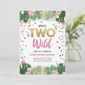ツーワイルドトロピカルサファリ金ゴールドガールセカンド誕生日 招待状 (スタンド正面)