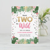 ツーワイルドトロピカルサファリ金ゴールドガールセカンド誕生日 招待状 (スタンド正面)