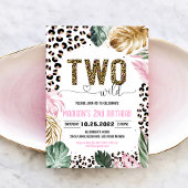 ツーワイルドヒョウ印刷ジャングル誕生日 招待状