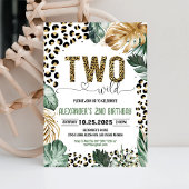 ツーワイルドヒョウ印刷ジャングル誕生日 招待状