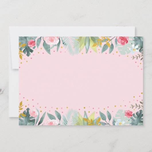 ツーワイルドピンク金ゴールドグリーンリーサファリ誕生日 招待状 (裏面)