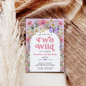 ツーワイルドワイルドフラワーバタフライ誕生日招待状 招待状