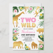 ツーワイルド 2歳の誕生日パーティー サファリ動物パーティー 招待状 (正面)