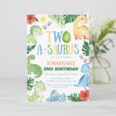 ツー・アサウルス恐竜の2歳の誕生日 招待状 (スタンド正面)