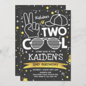 ツー クール バースデー パーティー アイム ツー クール 2歳の誕生日 招待状 (正面/裏面)