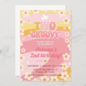 ツー・グルーヴィーな女の子の2歳の誕生日招待状 , 招待状 (正面/裏面)