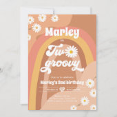 ツー・グルーヴィー セカンドバースデー 2歳 レトロ ボヘミア ダイシー 招待状 (正面)