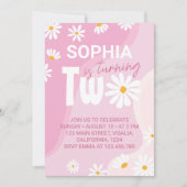 ツー グルーヴィー デイジー 2歳の誕生日パーティー招待状 招待状 (正面)